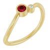 14K Yellow 3 mm Round Chatham Lab Created Ruby and .02 CT Diamond Ring Ref. 14381722